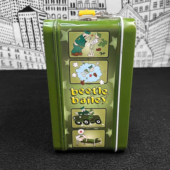 Beetle Bailey Metal Army Green Lunch Box 2002 Bosley Boxes Vintage Comic Themed - Picture 3 of 14